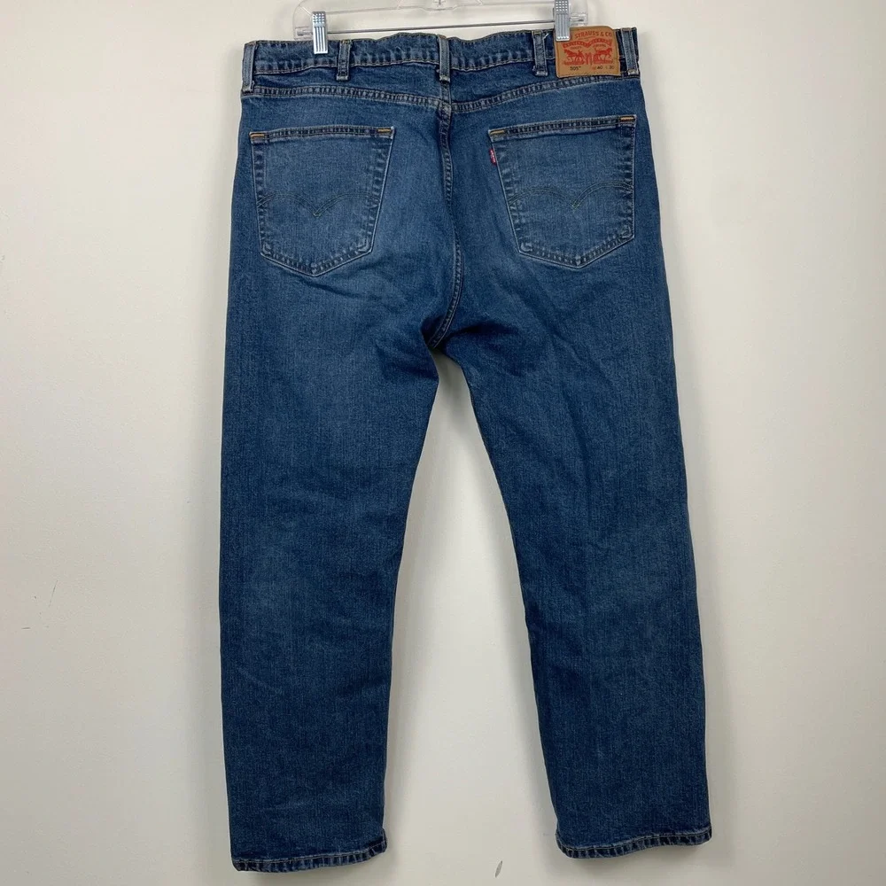 Levis 505 Regular Fit Straight Leg Jeans Blue Medium Wash‎ Mens 40x30 Stretch